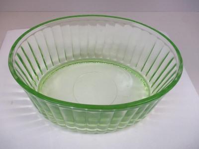 Uranium/Vaseline Glass Fluted Casserole Dish