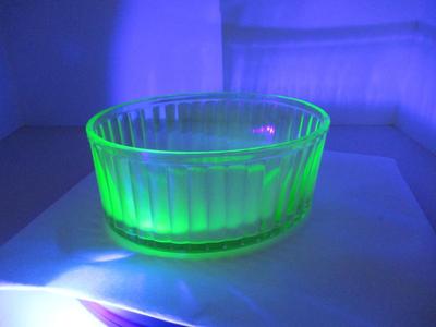 Uranium/Vaseline Glass Fluted Casserole Dish