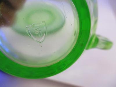 Vintage Federal Raindrops Uranium Green Depression Glass Cup & Saucer