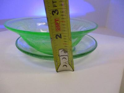 Vintage Uranium Glass Bowl & Plate