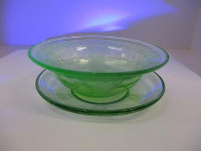 Vintage Uranium Glass Bowl & Plate