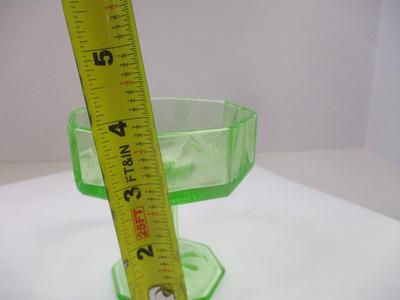 Vintage Footed Sherbert Glass Optic Octagon Design Depression Uranium Glass