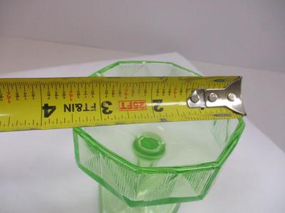Vintage Footed Sherbert Glass Optic Octagon Design Depression Uranium Glass