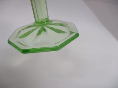 Vintage Footed Sherbert Glass Optic Octagon Design Depression Uranium Glass