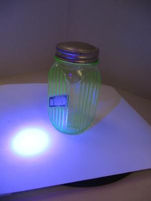 Green Vaseline/Uranium Glass Jar With Metal Lid
