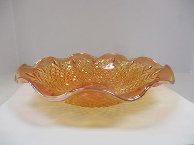 Vintage Diamond Patterned Carnival Glass Bowl