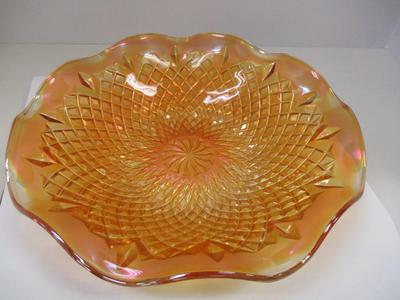 Vintage Diamond Patterned Carnival Glass Bowl
