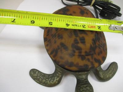 Amber Glass Turtle Brass Night Light