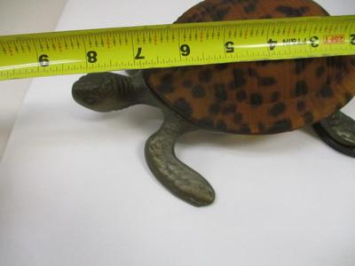 Amber Glass Turtle Brass Night Light