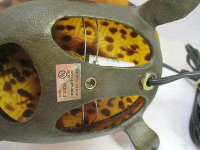 Amber Glass Turtle Brass Night Light