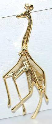Impressive Tall CLOISONNE' Style LIME GREEN GIRAFFE BROOCH (3" x 1½") on a Gold Tone Setting