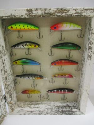 Fishing Lures Mounted In Shadow Box
