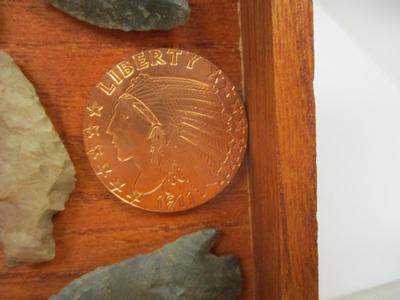 Native American Arrowheads & 1911 Indian Head & Eagle Golden State Mint 1oz .999 Fine Copper Bullion Round w/ Display Box