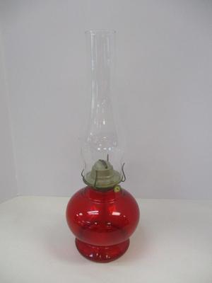 Vintage Cranberry Hurricane Kerosene Oil Lamp