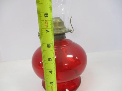 Vintage Cranberry Hurricane Kerosene Oil Lamp