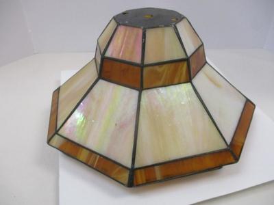 Two Tone Art Deco Leaded Stag Glass Lamp Shade