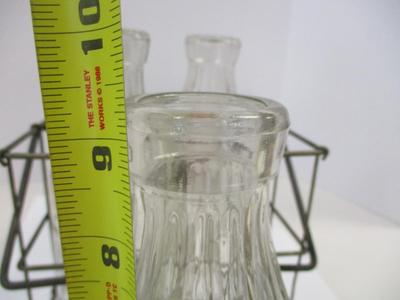 4 Vintage EDW. J. Kaemmer & Son Meriden Conn Quart Glass Milk Bottles W/ Carrier