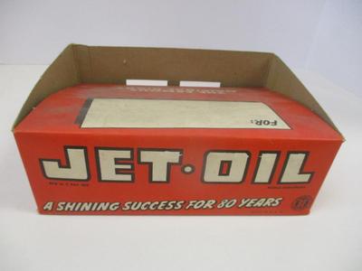 Antique 1940's The Famous Original Jet Oil Display Box & 2 Shoe Polish Bottles