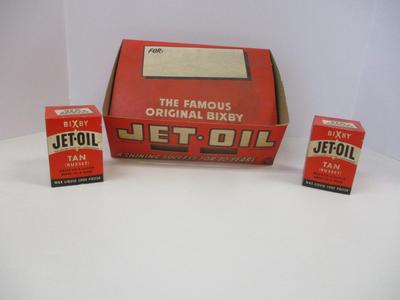 Antique 1940's The Famous Original Jet Oil Display Box & 2 Shoe Polish Bottles
