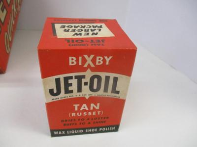 Antique 1940's The Famous Original Jet Oil Display Box & 2 Shoe Polish Bottles
