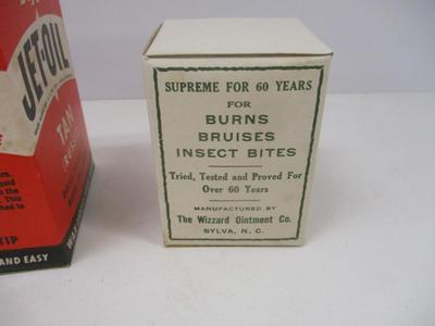 Antique 1940's The Famous Original Jet Oil Shoe Polish Bottles & Dr. Tompkins' Wizard Ointment Sylva, N. C.