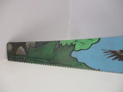 Signed Hand Painted Saw Oak Leaf