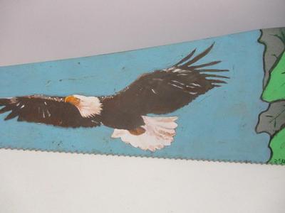 Signed Hand Painted Saw Oak Leaf