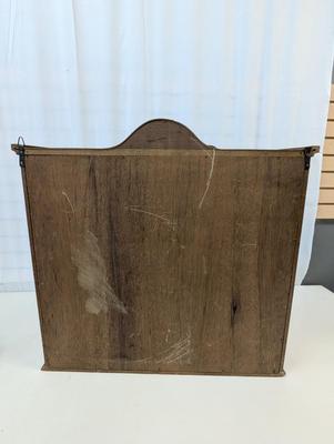 Hanging Wall Wooden Display Cabinet With Key & Wood Shelves With Plexiglass Doors