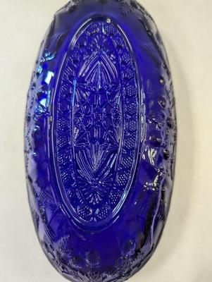 Vintage Tiara Exclusive Indiana Glass Blue Bird Oval Bowl Relish Dish Cobalt Blue