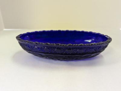 Vintage Tiara Exclusive Indiana Glass Blue Bird Oval Bowl Relish Dish Cobalt Blue