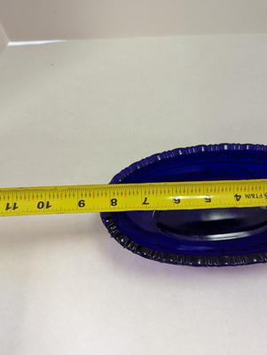Vintage Tiara Exclusive Indiana Glass Blue Bird Oval Bowl Relish Dish Cobalt Blue