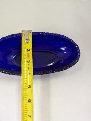 Vintage Tiara Exclusive Indiana Glass Blue Bird Oval Bowl Relish Dish Cobalt Blue