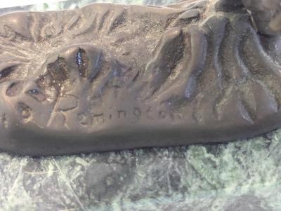 Small Bronze Remington Cowboy On Bucking Horse Statue