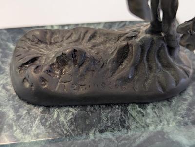Small Bronze Remington Cowboy On Bucking Horse Statue