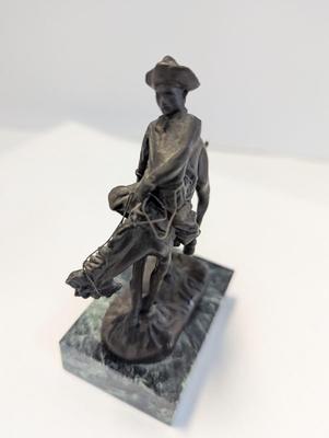 Small Bronze Remington Cowboy On Bucking Horse Statue