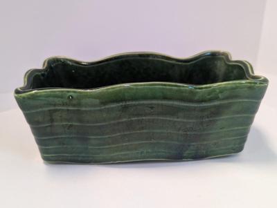 Vintage McCoy Rectangular Planter Olive Green Art Deco Pattern Pottery