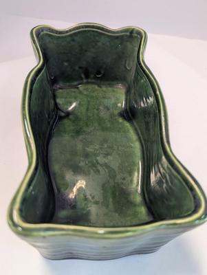 Vintage McCoy Rectangular Planter Olive Green Art Deco Pattern Pottery