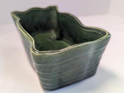 Vintage McCoy Rectangular Planter Olive Green Art Deco Pattern Pottery
