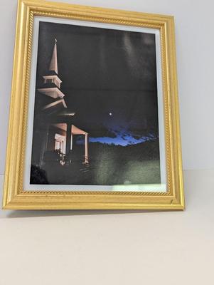 "Church & Moon" Signed Kathy Ozzard Chism Photography Wall Art 12 1/2" x 10"