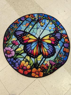 Butterfly Pattern Round Area Rug
