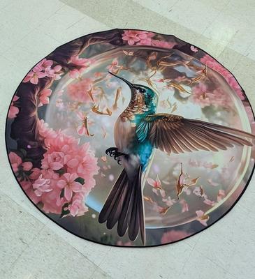Hummingbird Pattern Round Area Rug