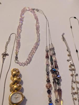 Costume Jewelry Necklaces Earrings Lockets & Gruen Quartz Watch #30
