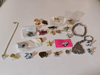 Assortment Of Costume Jewelry Lapel Pins Necklaces #33