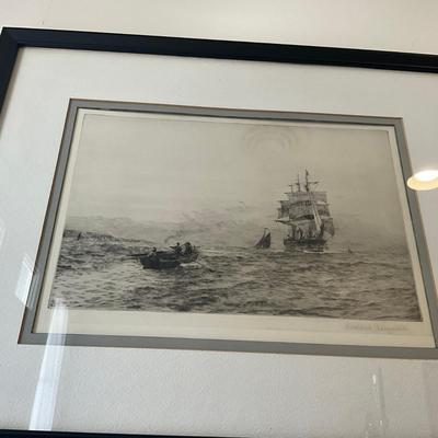 848 Rowland Langmaid (1897-1956) Etching "Dropping The Pilot"
