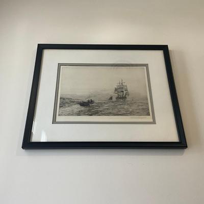 848 Rowland Langmaid (1897-1956) Etching "Dropping The Pilot"