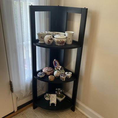 853 Black Colapsible Corner Shelf With Covered Boxes