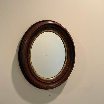 854 Antique Oval Walnut Mirror