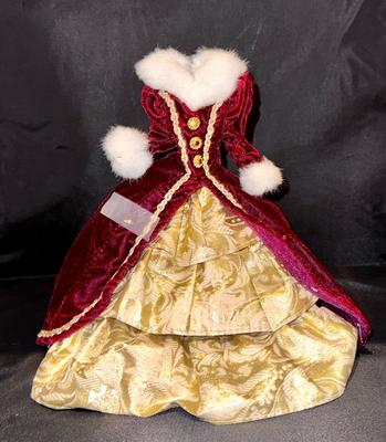 Happy Holidays Barbie Burgundy Velvet Dress & Gold Ring