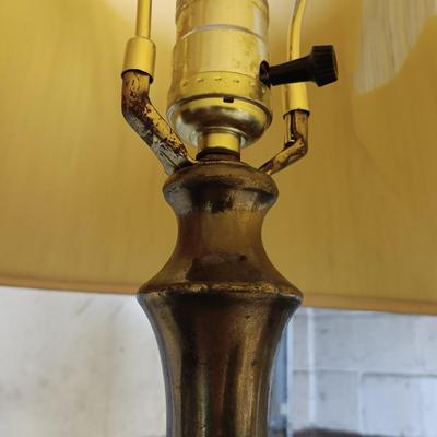 LOT 111: MCM Textured Thumbprint Glass and Metal Lamp