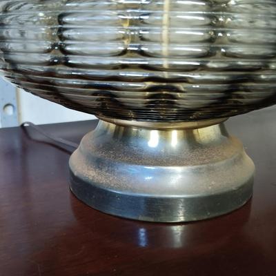 LOT 111: MCM Textured Thumbprint Glass and Metal Lamp